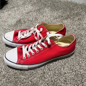 Converse Red Canvas Sneakers with White Stitching